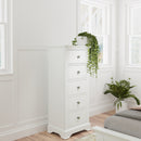 Warwick Classic White  Chest of 5 Drawers - Narrow 50 x 36 x 115 cm