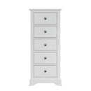 Warwick Classic White  Chest of 5 Drawers - Narrow 50 x 36 x 115 cm
