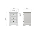 Warwick Classic White  Bedside Table with 3 Drawers 40 x 33.5 x 56.5 cm