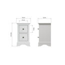 Warwick Classic White  Bedside Table with 2 Drawers 35 x 32 x 56.5 cm