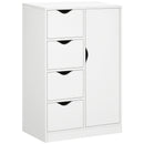 HOMCOM Freestanding Bathroom Cabinet with 4 Drawers and Door Cupboard White