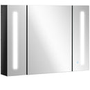 kleankin LED Bathroom Mirror Cabinet with Shelves Wall Mount High Gloss Black