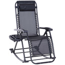 Outsunny Folding Recliner Chair Outdoor Lounge Rocker Zero-Gravity Seat Black