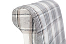 Pair of Scroll Back Dining Chair - Cappuccino Check
