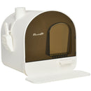 PawHut Cat Litter Box Kitten Litter Tray w/ Lid, Scoop, Filter, Flap Door
