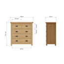 Tunbridge Oak Chest of Drawers 2 Over 3 80 x 40 x 95 cm