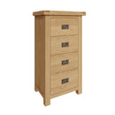 Tunbridge Oak Chest of 4 Drawers - Narrow 55 x 38 x 100 cm