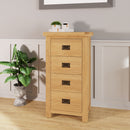 Tunbridge Oak Chest of 4 Drawers - Narrow 55 x 38 x 100 cm