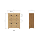 Tunbridge Oak Chest of Drawers 4 Over 3 100 x 45 x 121 cm