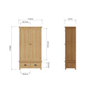 Tunbridge Oak Wardrobe 2 Door 2 Drawer 97 x 57 x 185 cm