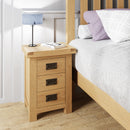 Tunbridge Oak Bedside Table with 3 Drawers 45 x 38 x 65 cm
