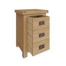 Tunbridge Oak Bedside Table with 3 Drawers 45 x 38 x 65 cm