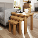 Tunbridge Oak Nest of 3 Tables 65 x 42 x 54 cm