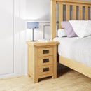 Tunbridge Oak Bedside Table with 3 Drawers 42 x 35 x 58 cm