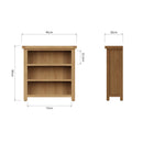 Tunbridge Oak Bookcase Small 90 x 30 x 90 cm