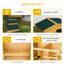 Pawhut Wooden Rabbit Hutch with Run, Asphalt Roof, Pull-Out Tray, Ramp, Yellow