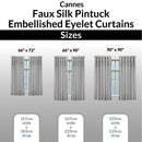 Cannes Eyelet Curtains - Faux Silk Pintuck Embellished -Silver