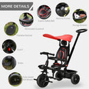 HOMCOM Baby Tricycle 4in1 Stroller with Handle - Red