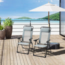 Outsunny Set of 2 Metal Portable Folding Recliner w/ Adjustable Backrest, Grey