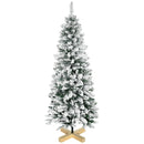 HOMCOM Christmas Tree Snow Flocked Slim 5' with Pinewood Base