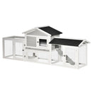 PawHut 2 Tier Wooden Rabbit Hutch w/ Tray, Ramps, Asphalt Roof for Outdoor Grey