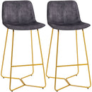 HOMCOM Tall Bar Stools, Set of 2, Fabric Bar Chairs with Metal Legs Grey
