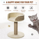 PawHut Cats Elevated Jute Rope Scratching Tree w/ Dangle Toy