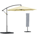 Outsunny 3(m) Banana Parasol Cantilever Umbrella Garden w/ Base Weights, Beige