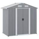Outsunny 6ft x 4ft Metal Shed Garden Shed w/ Double Door & Air Vents, Grey