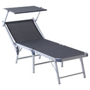 Outsunny Outdoor Lounger Fold 165° Reclining Chair w/ Adjustable Canopy Grey