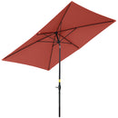 Outsunny 2 x 3(m) Garden Parasol Rectangular Market Umbrella w/ Crank Wine Red