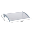 Door Awning Shelter Transparent/Silver 140W x 70L cm