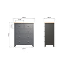 Malmesbury Grey Chest of Drawers 2 Over 3 80 x 40 x 95 cm