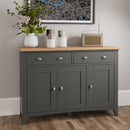 Malmesbury Grey Sideboard with 3 Doors 130 x 40 x 85 cm