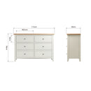 Salisbury Pure White Chest of 6 Drawers 115 x 40 x 78 cm