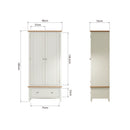 Salisbury Pure White Wardrobe 2 Door with Drawer 90 x 52 x 185 cm
