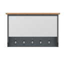Malmesbury Grey Wall Coat Rack with Mirror 80 x 15 x 50 cm