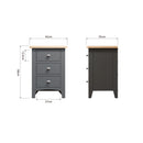 Malmesbury Grey Bedside Table with 3 Drawers 42 x 35 x 58 cm