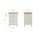 Salisbury Pure White Bedside Table with 3 Drawers 42 x 35 x 58 cm