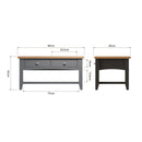 Malmesbury Grey Coffee Table Large 90 x 50 x 45 cm
