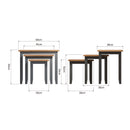 Malmesbury Grey Nest of 3 Tables 60 x 38 x 50 cm
