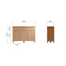 Shrewsbury Light Oak Sideboard with 3 Doors 130 x 40 x 85 cm