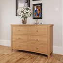 Shrewsbury Light Oak Chest of 6 Drawers 115 x 40 x 78 cm