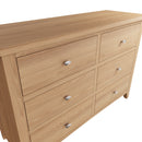 Shrewsbury Light Oak Chest of 6 Drawers 115 x 40 x 78 cm