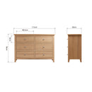 Shrewsbury Light Oak Chest of 6 Drawers 115 x 40 x 78 cm