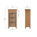 Shrewsbury Light Oak Cabinet 1 Drawer 3 Basket 50 x 30 x 100 cm