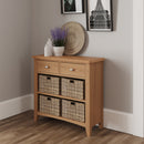 Shrewsbury Light Oak Cabinet 2 Drawer 4 Basket 80 x 30 x 75 cm