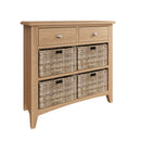 Shrewsbury Light Oak Cabinet 2 Drawer 4 Basket 80 x 30 x 75 cm