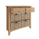 Shrewsbury Light Oak Cabinet 2 Drawer 4 Basket 80 x 30 x 75 cm