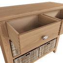 Shrewsbury Light Oak Cabinet 2 Drawer 4 Basket 80 x 30 x 75 cm